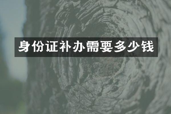 身份证补办需要多少钱