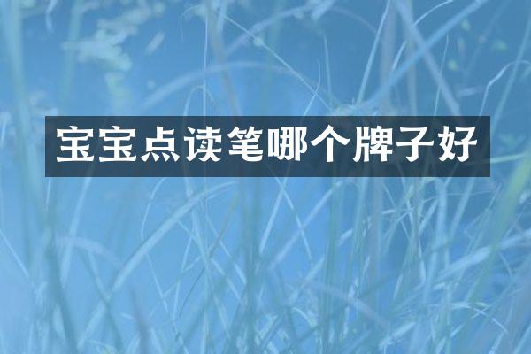 宝宝点读笔哪个牌子好