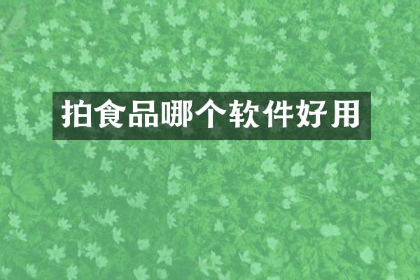 拍食品哪个软件好用
