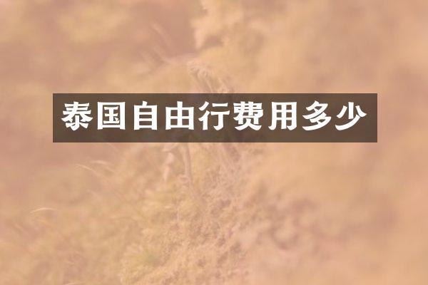 泰国自由行费用多少