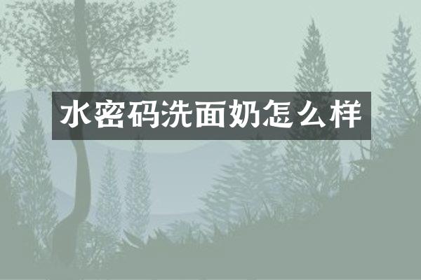 水密码洗面奶怎么样