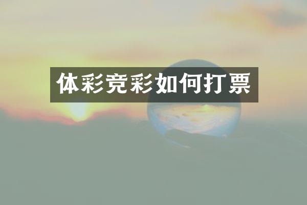体彩竞彩如何打票