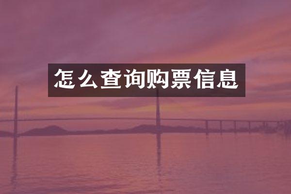 怎么查询购票信息
