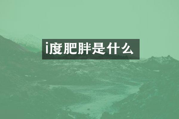 i度肥胖是什么