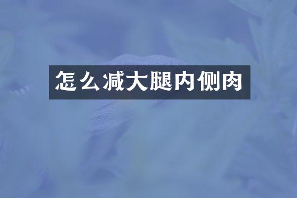 怎么减大腿内侧肉