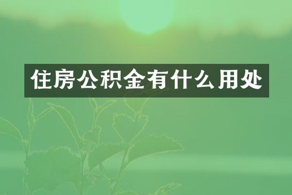 住房公积金有什么用处