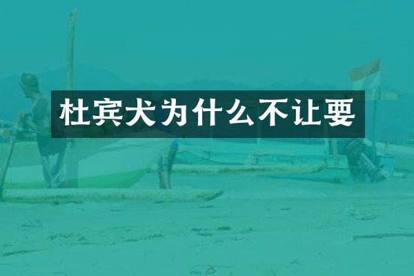 杜宾犬为什么不让要