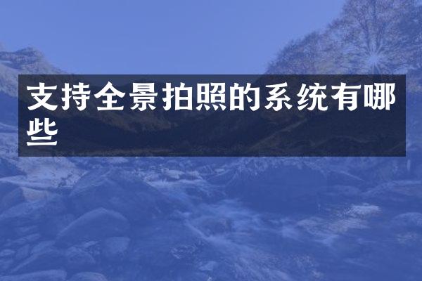 支持全景拍照的系统有哪些