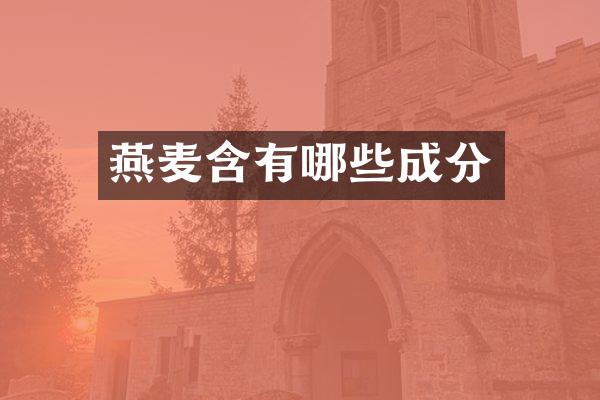 燕麦含有哪些成分