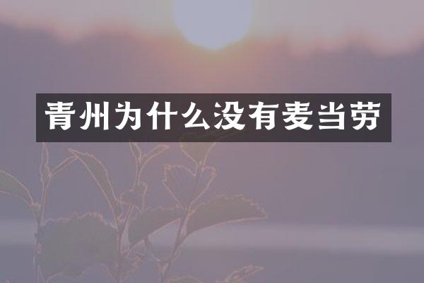 青州为什么没有麦当劳