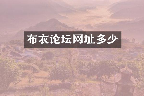 布衣论坛网址多少