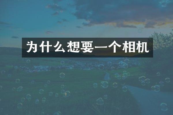 为什么想要一个相机