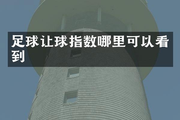 足球让球指数哪里可以看到