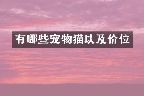 有哪些宠物猫以及价位