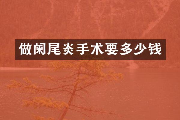 做阑尾炎手术要多少钱