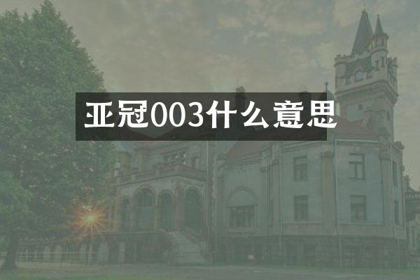 亚冠003什么意思