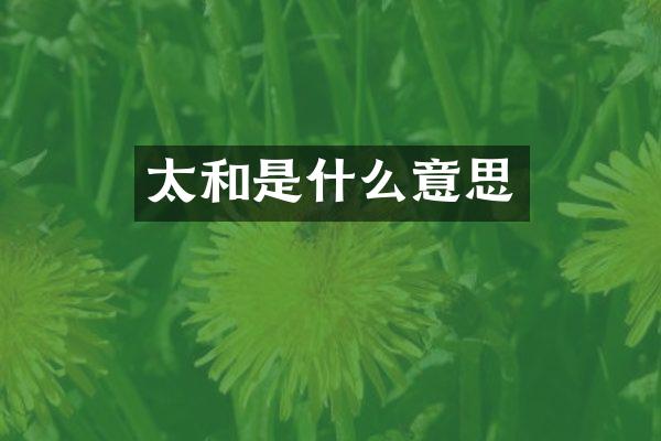 太和是什么意思