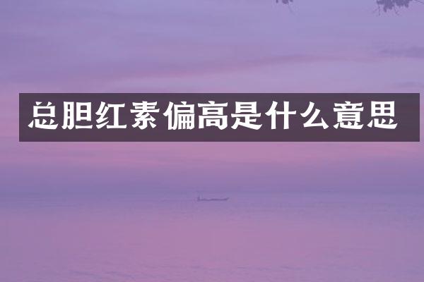 总胆红素偏高是什么意思