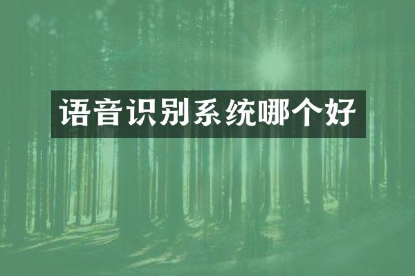 语音识别系统哪个好