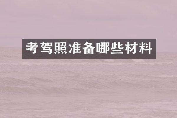 考驾照准备哪些材料