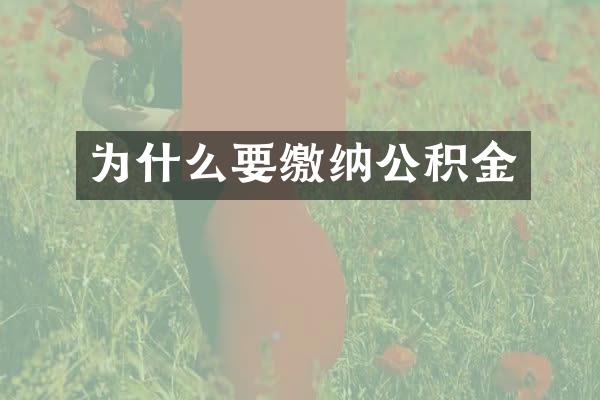 为什么要缴纳公积金