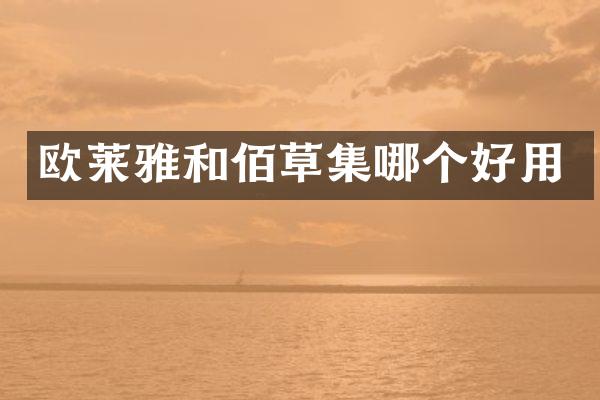 欧莱雅和佰草集哪个好用