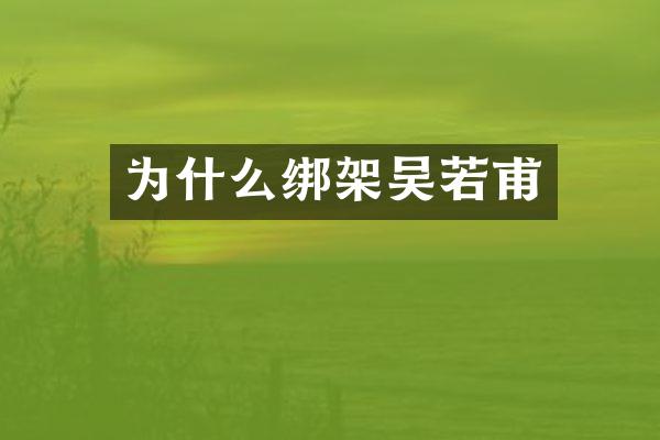 为什么绑架吴若甫