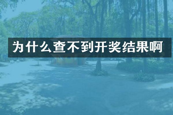 为什么查不到开奖结果啊