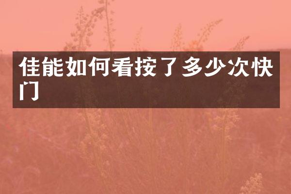 佳能如何看按了多少次快门