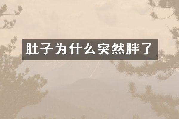 肚子为什么突然胖了