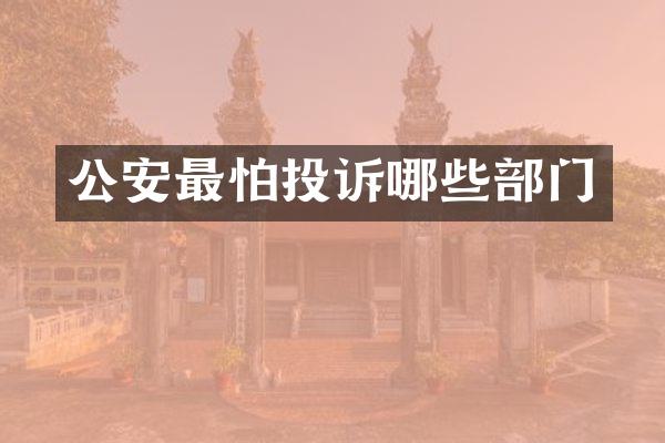 公安最怕投诉哪些部门