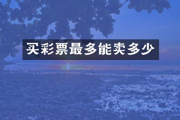 买彩票最多能卖多少