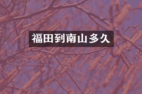 福田到南山多久