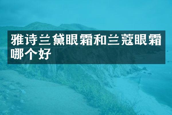 雅诗兰黛眼霜和兰蔻眼霜哪个好