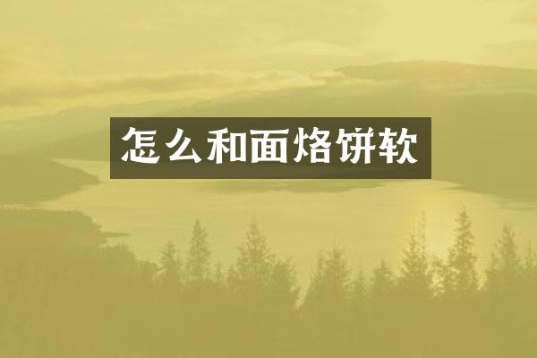 怎么和面烙饼软