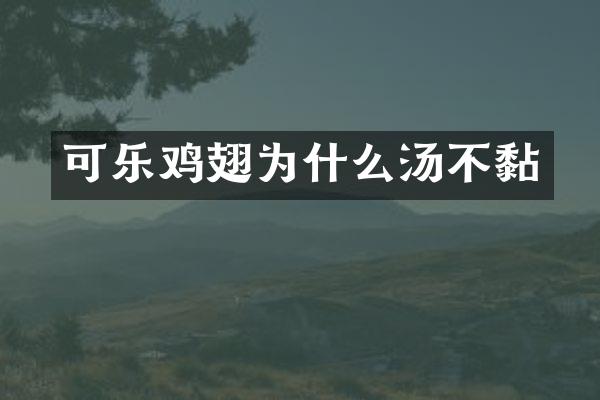 可乐鸡翅为什么汤不黏