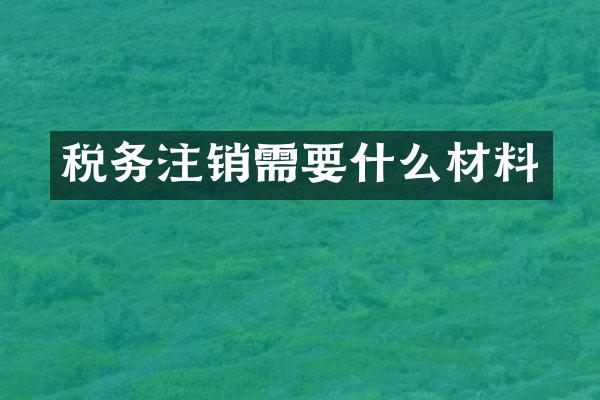 税务注销需要什么材料