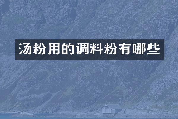 汤粉用的调料粉有哪些