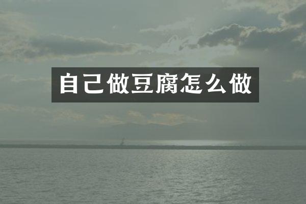 自己做豆腐怎么做