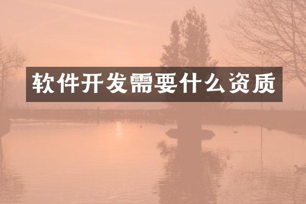 软件开发需要什么资质