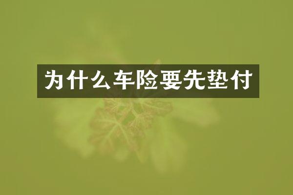为什么车险要先垫付