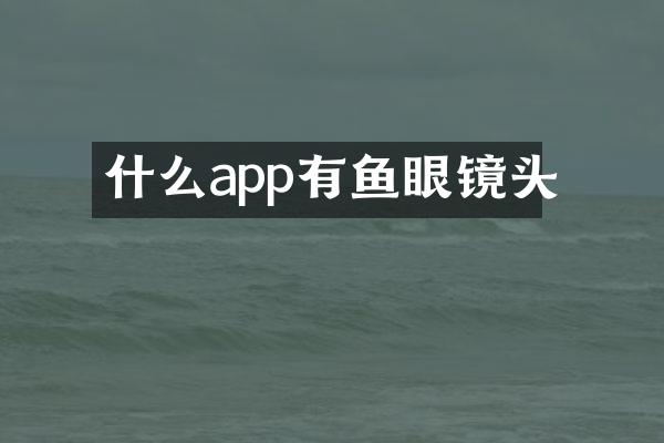 什么app有鱼眼镜头