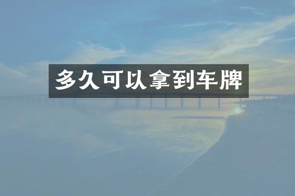 多久可以拿到车牌