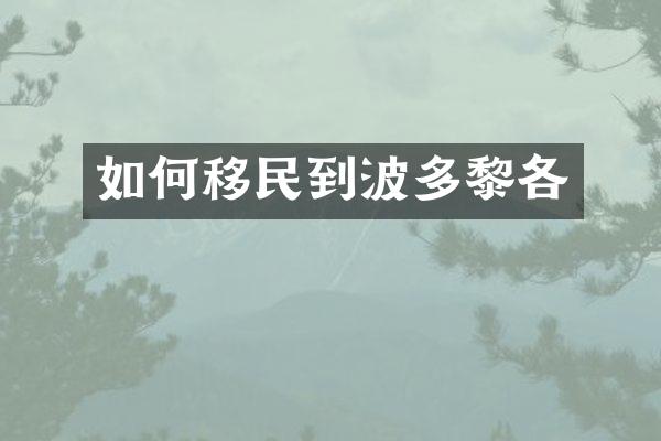 如何移民到波多黎各