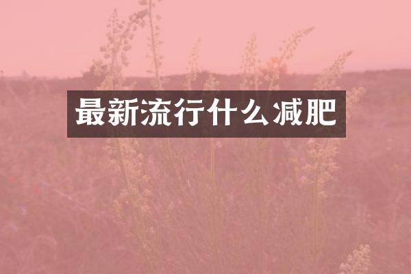 最新流行什么减肥