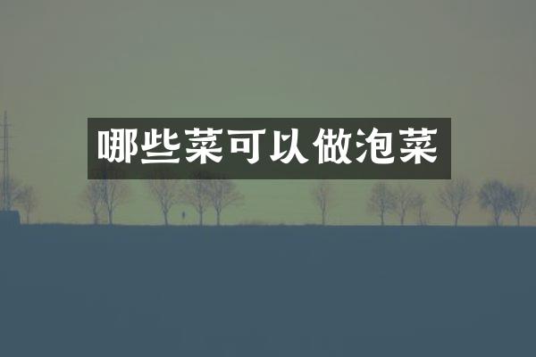 哪些菜可以做泡菜