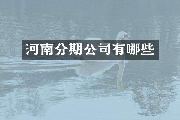 河南分期公司有哪些