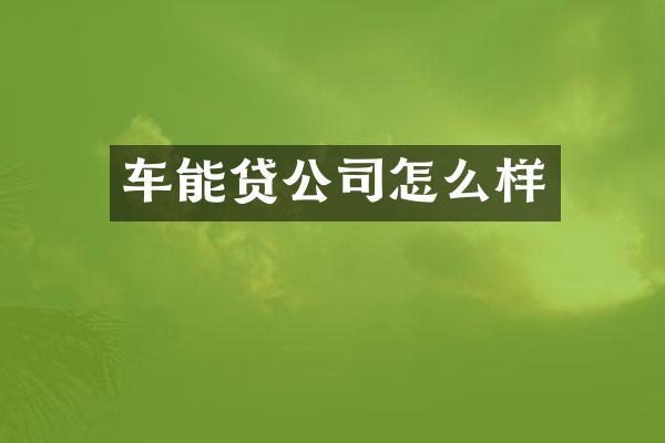 车能贷公司怎么样