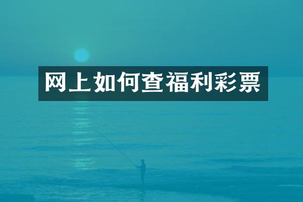 网上如何查福利彩票