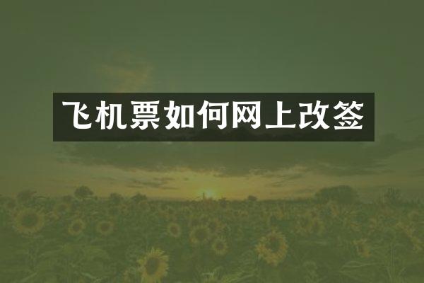 飞机票如何网上改签